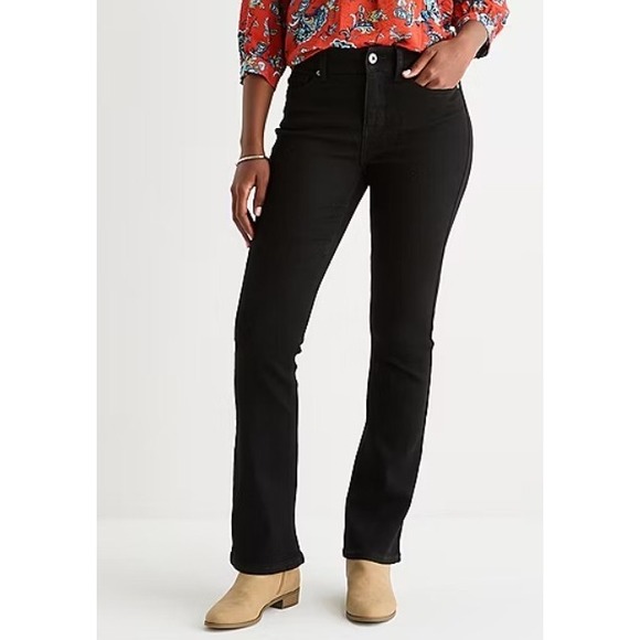 St Johns Bay Bootcut Black Jeans Women's 12x32 NWT Mid Rise Stretch Denim Pants - Picture 1 of 6
